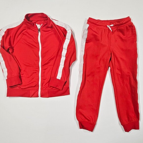 Cat & Jack Red Track Suit Set Kids S 6/7 Zip Jacket & Joggers - Picture 1 of 6